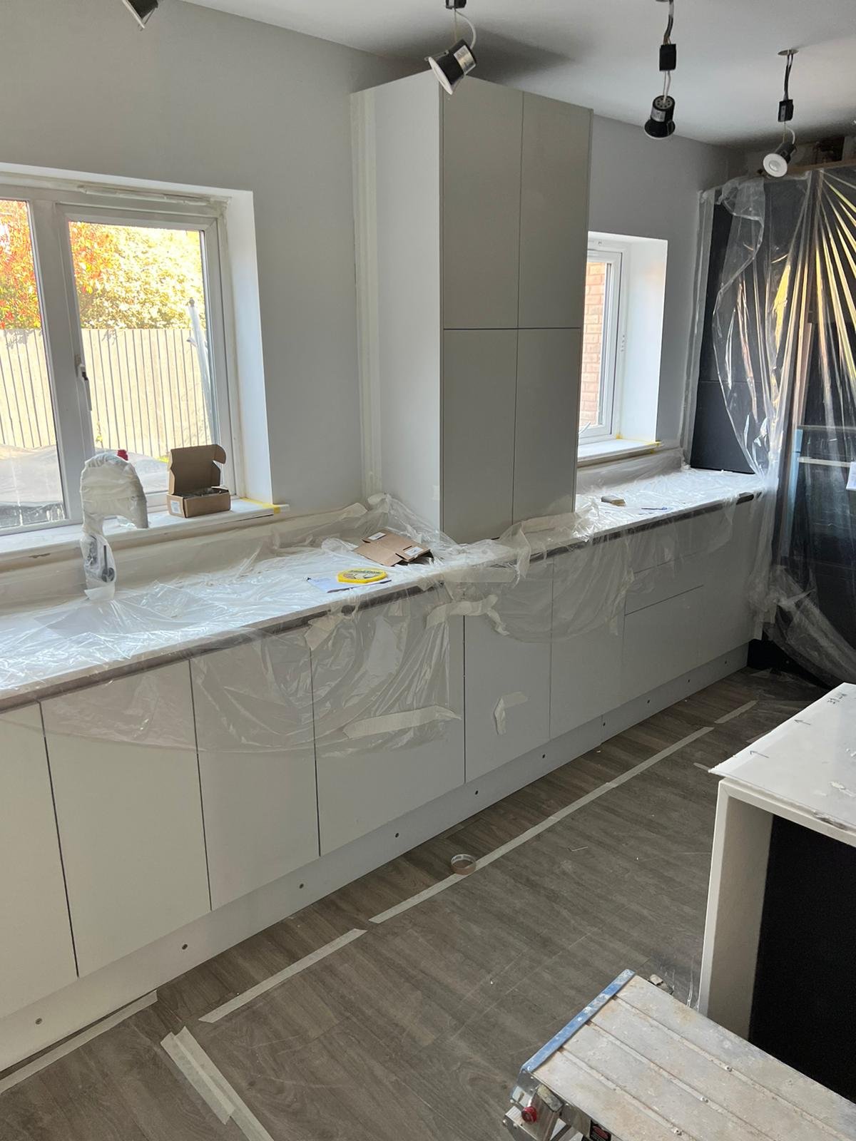 Kitchen refit with new cabinetry and finishes.